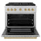 Autograph Edition 36 In. 5.2 Cu. Ft. Paramount Gas Range With 6 Burner Cooktop And Convection Gas Oven In Stainless Steel And Champagne Bronze Accents