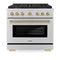 Autograph Edition 36 In. 5.2 Cu. Ft. Paramount Gas Range With 6 Burner Cooktop And Convection Gas Oven In Stainless Steel And Champagne Bronze Accents