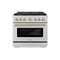 Autograph Edition 36 In. 5.2 Cu. Ft. Paramount Gas Range With 6 Burner Cooktop And Convection Gas Oven In Stainless Steel And Polished Gold Accents