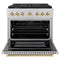 Autograph Edition 36 In. 5.2 Cu. Ft. Paramount Gas Range With 6 Burner Cooktop And Convection Gas Oven In Stainless Steel And Polished Gold Accents