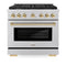Autograph Edition 36 In. 5.2 Cu. Ft. Paramount Gas Range With 6 Burner Cooktop And Convection Gas Oven In Stainless Steel And Polished Gold Accents