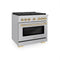 Autograph Edition 36 In. 5.2 Cu. Ft. Paramount Gas Range With 6 Burner Cooktop And Convection Gas Oven In Stainless Steel And Polished Gold Accents