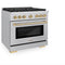 Autograph Edition 36 In. 5.2 Cu. Ft. Paramount Gas Range With 6 Burner Cooktop And Convection Gas Oven In Stainless Steel And Polished Gold Accents