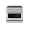 Autograph Edition 36 In. 5.2 Cu. Ft. Paramount Gas Range With 6 Burner Cooktop And Convection Gas Oven In Stainless Steel And Polished Gold Accents