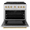 Autograph Edition 36 In. 5.2 Cu. Ft. Paramount Gas Range With 6 Burner Cooktop And Convection Gas Oven In Stainless Steel And Polished Gold Accents