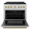 Autograph Edition 36 In. 5.2 Cu. Ft. Paramount Gas Range With 6 Burner Cooktop And Convection Gas Oven In Stainless Steel With Champagne Bronze Helix Handle And Knob Accents