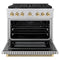 Autograph Edition 36 In. 5.2 Cu. Ft. Paramount Gas Range With 6 Burner Cooktop And Convection Gas Oven In Stainless Steel With Polished Gold Helix Handle And Knob Accents