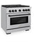 Autograph Edition 36 In. 5.2 Cu. Ft. Paramount Gas Range With 6 Burner Cooktop And Convection Gas Oven In Stainless Steel And Matte Black Accents