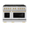 Autograph Edition 48 In. 6.7 Cu. Ft. Paramount Double Oven Gas Range With 8 Burner Cooktop In Stainless Steel And Champagne Bronze Accents
