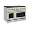 Autograph Edition 48 In. 6.7 Cu. Ft. Paramount Double Oven Gas Range With 8 Burner Cooktop In Stainless Steel And Champagne Bronze Accents