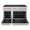 Autograph Edition 48 In. 6.7 Cu. Ft. Paramount Double Oven Gas Range With 8 Burner Cooktop In Stainless Steel And Champagne Bronze Accents