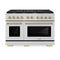 Autograph Edition 48 In. 6.7 Cu. Ft. Paramount Double Oven Gas Range With 8 Burner Cooktop In Stainless Steel And Polished Gold Accents