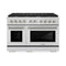 Autograph Edition 48 In. 6.7 Cu. Ft. Paramount Double Oven Gas Range With 8 Burner Cooktop In Stainless Steel And Polished Nickel Helix Handles And Knob Accents