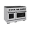 Autograph Edition 48 In. 6.7 Cu. Ft. Paramount Double Oven Gas Range With 8 Burner Cooktop In Stainless Steel And Matte Black Accents