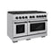 Autograph Edition 48 In. 6.7 Cu. Ft. Paramount Double Oven Gas Range With 8 Burner Cooktop In Stainless Steel And Matte Black Accents