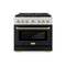 Autograph Edition 36 In. 5.2 Cu. Ft. Paramount Gas Range With 6 Burner Cooktop And Convection Gas Oven In Stainless Steel With Black Matte Door And Champagne Bronze Accents