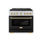 Autograph Edition 36 In. 5.2 Cu. Ft. Paramount Gas Range With 6 Burner Cooktop And Convection Gas Oven In Stainless Steel With Black Matte Door And Polished Gold Accents