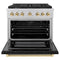 Autograph Edition 36 In. 5.2 Cu. Ft. Paramount Gas Range With 6 Burner Cooktop And Convection Gas Oven In Stainless Steel With Black Matte Door And Polished Gold Accents
