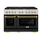 Autograph Edition 48 In. 6.7 Cu. Ft. Paramount Double Oven Gas Range With 8 Burner Cooktop In Stainless Steel With Black Matte Doors And Champagne Bronze Accents