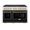 Autograph Edition 48 In. 6.7 Cu. Ft. Paramount Double Oven Gas Range With 8 Burner Cooktop In Stainless Steel With Black Matte Doors And Champagne Bronze Accents