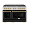 Autograph Edition 48 In. 6.7 Cu. Ft. Paramount Double Oven Gas Range With 8 Burner Cooktop In Stainless Steel With Black Matte Doors And Polished Gold Accents