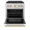 Autograph Edition 30 In. 4.2 Cu. Ft. Paramount Gas Range With 4 Burner Cooktop And Convection Gas Oven In Stainless Steel With White Matte Door And Champagne Bronze Accents