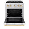 Autograph Edition 30 In. 4.2 Cu. Ft. Paramount Gas Range With 4 Burner Cooktop And Convection Gas Oven In Stainless Steel With White Matte Door And Polished Gold Accents