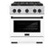 Autograph Edition 30 In. 4.2 Cu. Ft. Paramount Gas Range With 4 Burner Cooktop And Convection Gas Oven In Stainless Steel With White Matte Door And Matte Black Accents