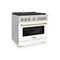 Autograph Edition 36 In. 5.2 Cu. Ft. Paramount Gas Range With 6 Burner Cooktop And Convection Gas Oven In Stainless Steel With White Matte Door And Champagne Bronze Accents