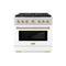 Autograph Edition 36 In. 5.2 Cu. Ft. Paramount Gas Range With 6 Burner Cooktop And Convection Gas Oven In Stainless Steel With White Matte Door And Champagne Bronze Accents