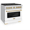 Autograph Edition 36 In. 5.2 Cu. Ft. Paramount Gas Range With 6 Burner Cooktop And Convection Gas Oven In Stainless Steel With White Matte Door And Champagne Bronze Accents