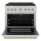 Autograph Edition 36 In. 5.2 Cu. Ft. Paramount Gas Range With 6 Burner Cooktop And Convection Gas Oven In Stainless Steel With White Matte Door And Champagne Bronze Accents