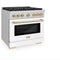 Autograph Edition 36 In. 5.2 Cu. Ft. Paramount Gas Range With 6 Burner Cooktop And Convection Gas Oven In Stainless Steel With White Matte Door And Polished Gold Accents