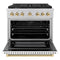 Autograph Edition 36 In. 5.2 Cu. Ft. Paramount Gas Range With 6 Burner Cooktop And Convection Gas Oven In Stainless Steel With White Matte Door And Polished Gold Accents