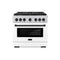 Autograph Edition 36 In. 5.2 Cu. Ft. Paramount Gas Range With 6 Burner Cooktop And Convection Gas Oven In Stainless Steel With White Matte Door And Matte Black Accents