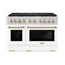 Autograph Edition 48 In. 6.7 Cu. Ft. Paramount Double Oven Gas Range With 8 Burner Cooktop In Stainless Steel With White Matte Doors And Polished Gold Accents