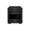30 In. 4.2 Cu. Ft. Paramount Induction Range With 4 Element Cooktop And Electric Convection Oven In Black Stainless Steel