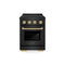 Autograph Edition 24 In. 3.2 Cu. Ft. Paramount Induction Range With 3 Element Cooktop And Electric Convection Oven In Black Stainless Steel With Champagne Bronze Accents