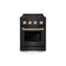Autograph Edition 24 In. 3.2 Cu. Ft. Paramount Induction Range With 3 Element Cooktop And Electric Convection Oven In Black Stainless Steel With Polished Gold Accents