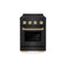 Autograph Edition 24 In. 3.2 Cu. Ft. Paramount Induction Range With 3 Element Cooktop And Electric Convection Oven In Black Stainless Steel With Polished Gold Accents