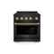 Autograph Edition 30 In. 4.2 Cu. Ft. Paramount Induction Range With 4 Element Cooktop And Electric Convection Oven In Black Stainless Steel With Champagne Bronze Accents