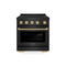 Autograph Edition 30 In. 4.2 Cu. Ft. Paramount Induction Range With 4 Element Cooktop And Electric Convection Oven In Black Stainless Steel With Champagne Bronze Accents