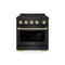 Autograph Edition 30 In. 4.2 Cu. Ft. Paramount Induction Range With 4 Element Cooktop And Electric Convection Oven In Black Stainless Steel With Polished Gold Accents