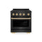Autograph Edition 30 In. 4.2 Cu. Ft. Paramount Induction Range With 4 Element Cooktop And Electric Convection Oven In Black Stainless Steel With Polished Gold Accents
