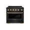Autograph Edition 36 In. 5.2 Cu. Ft. Paramount Induction Range With 5 Element Cooktop And Electric Convection Oven In Black Stainless Steel With Champagne Bronze Accents