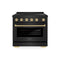 Autograph Edition 36 In. 5.2 Cu. Ft. Paramount Induction Range With 5 Element Cooktop And Electric Convection Oven In Black Stainless Steel With Champagne Bronze Accents
