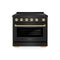 Autograph Edition 36 In. 5.2 Cu. Ft. Paramount Induction Range With 5 Element Cooktop And Electric Convection Oven In Black Stainless Steel With Polished Gold Accents