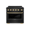 Autograph Edition 36 In. 5.2 Cu. Ft. Paramount Induction Range With 5 Element Cooktop And Electric Convection Oven In Black Stainless Steel With Polished Gold Accents