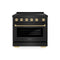 Autograph Edition 36 In. 5.2 Cu. Ft. Paramount Induction Range With 5 Element Cooktop And Electric Convection Oven In Black Stainless Steel With Champagne Bronze Helix Handle And Knob Accents