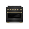 Autograph Edition 36 In. 5.2 Cu. Ft. Paramount Induction Range With 5 Element Cooktop And Electric Convection Oven In Black Stainless Steel With Champagne Bronze Helix Handle And Knob Accents